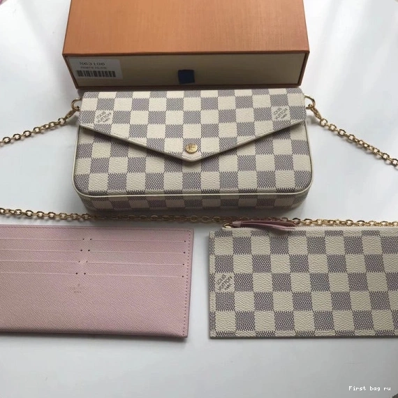 Frstbag ru Vuitton Pochette N63106 Louis Felicie Bag Damier 0731